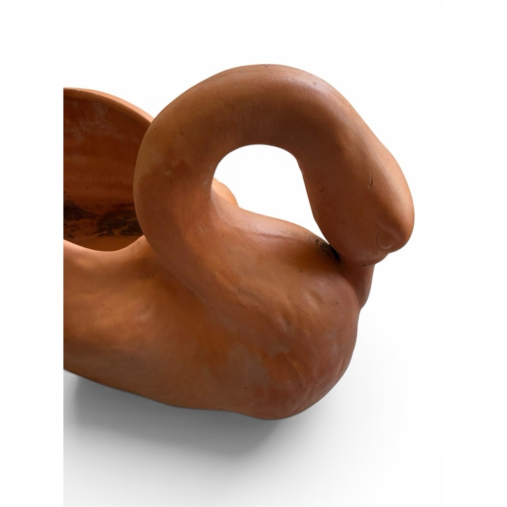 Vintage Terracotta Swan Planter Pot 14"x8"x8" Textured Jardiniere w/Drainage #2 - Picture 9 of 12